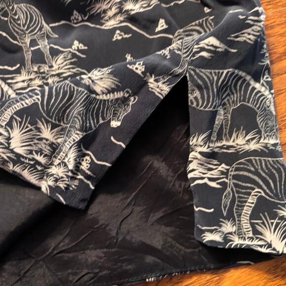 Ann May 100% Silk Tank Blouse Black with Zebra's Women's Size XL Safari - Picture 5 of 7
